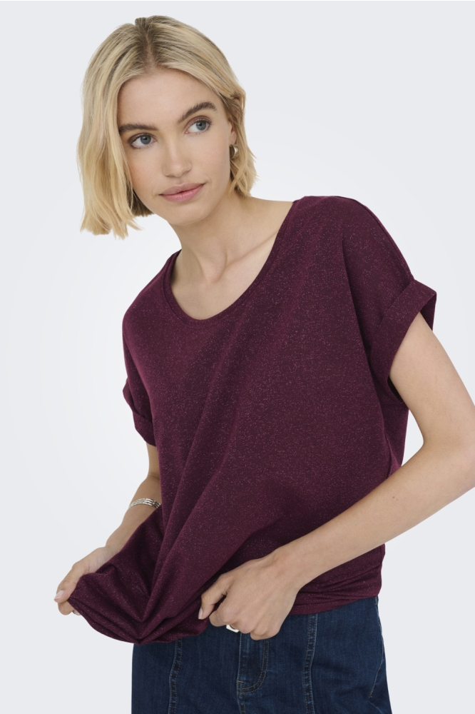 ONLMOSTER GLITTER S/S TOP NOOS JRS 15356991 CHOCOLATE TRUFFL/CHOCOLATE